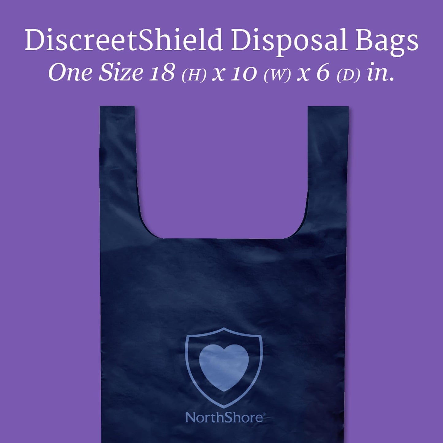 NorthShore DiscreetShield Disposal Bags for Adult Diapers, 150-Count, Opaque Navy, Scented, Easy-Tie Handles