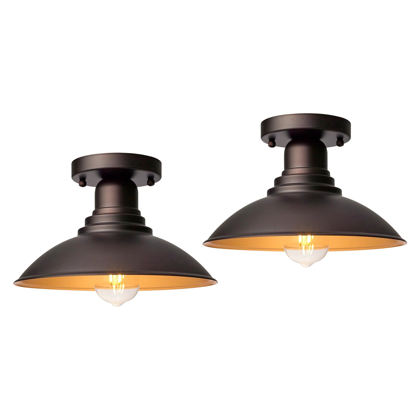 Goldhill Bronze Outdoor Semi Flush Mount Ceiling Light 2 Pack With Gold  Farmhouse Close To Ceiling Lighting With E26 Based Socket For Hallway Foyer Kitchen Porch Bathroom