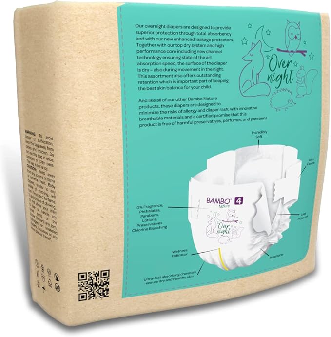 Bambo Nature Baby Baby Diaper Size 4 15 to 31 lbs. 1000021010, 48 Ct