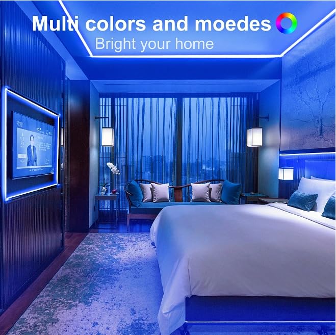 Supernight 600 Leds Blue Strip Light, 16.4Ft Waterproof Flexible Rope Lights, Ip65 For Bedroom, Mirror, Kitchen, Party Decor