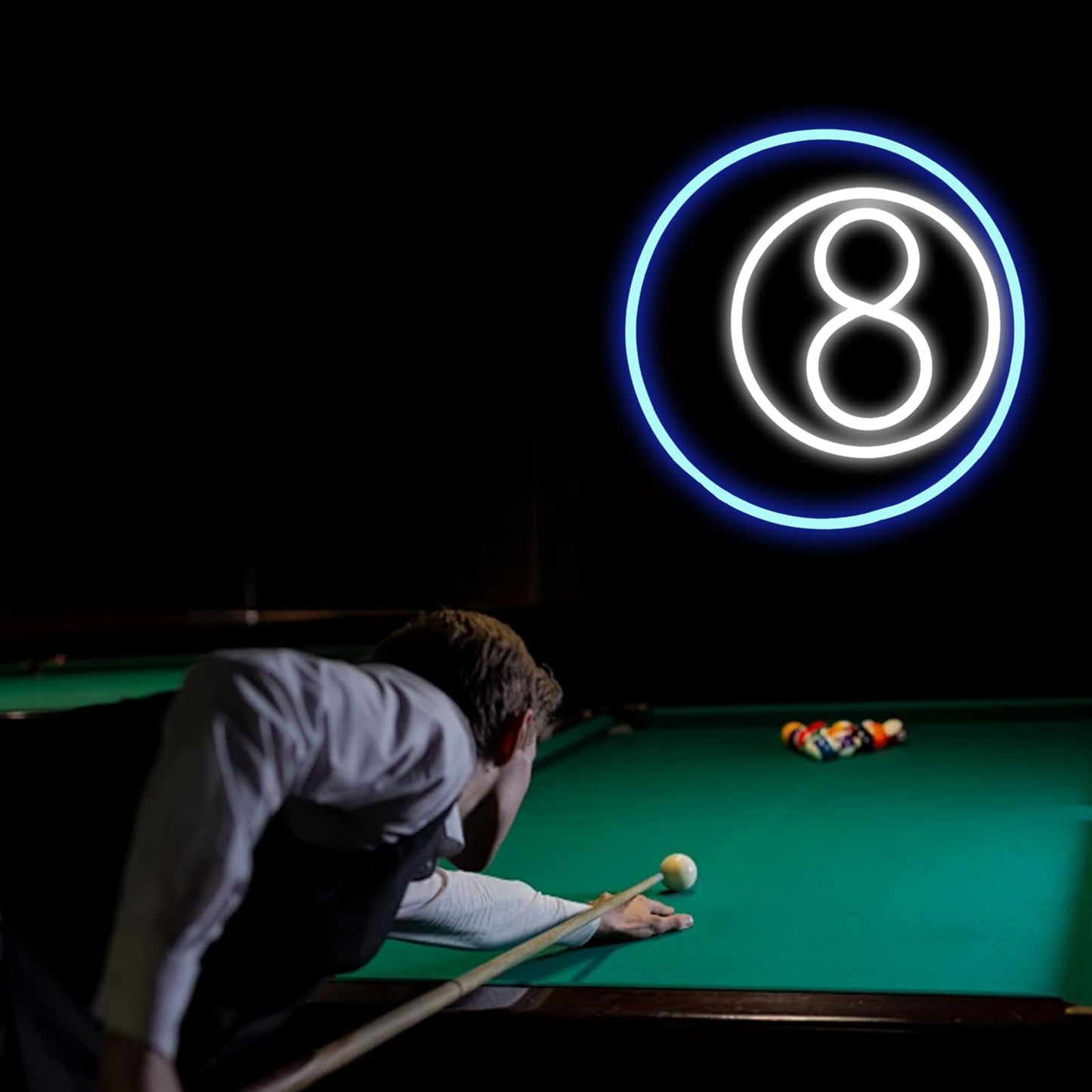 Billiards Neon Sign For Wall Decor  Dimmable Black 8 Led Light Sign  Creative Aesthetic Room Decor For Gameroom Party Man Cave malt-inspired Bar Restaurant Christmas Gift Art  Dad Billiards Sign Decorations