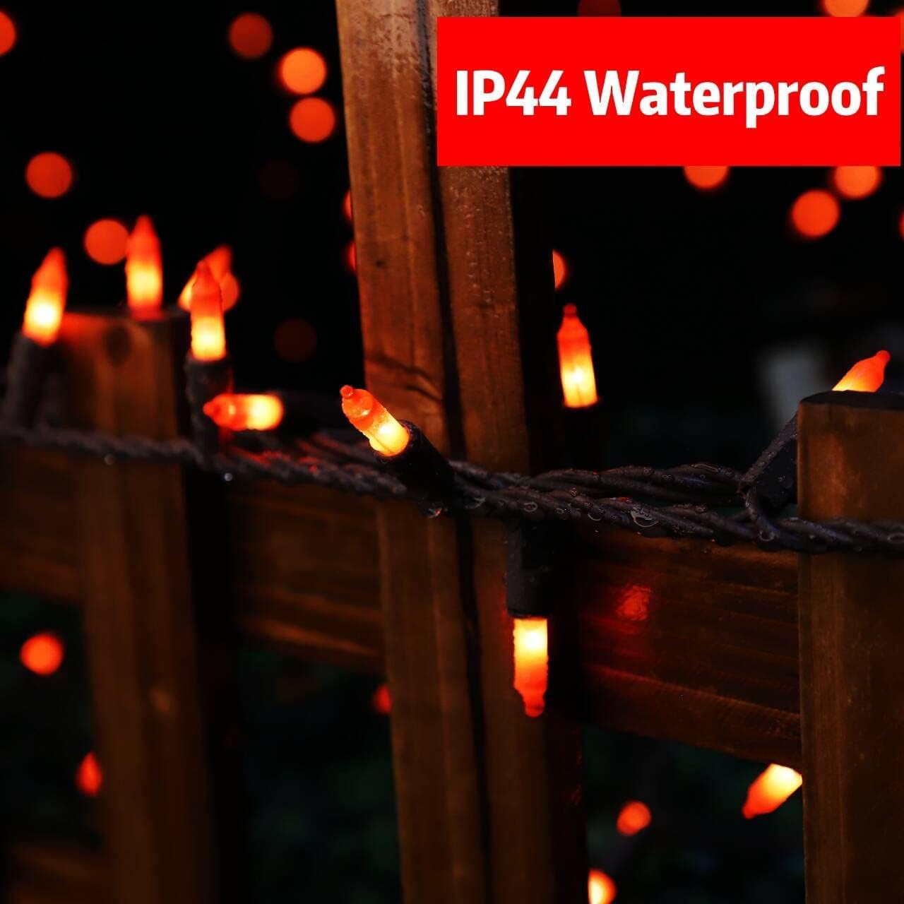 Lamphome Orange Halloween Light  100 Count 20Ft String Light 120V Ul Certified Orange String Lights  Plug In Brown Wire Fall Lights Waterproof For Spooky Thanksgiving Party Decor