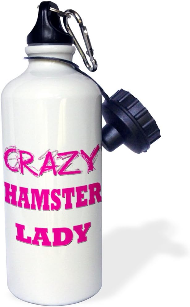 3dRose Crazy Hamster Lady-Sports Water Bottle, 21oz , Multicolored