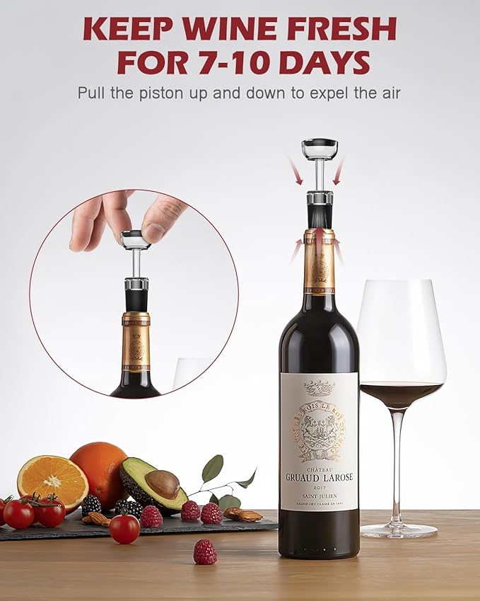 Electric Wine Opener Set, 4 in 1 Electric Wine Bottle Opener, Rechargeable Corkscrew Opener with Aerator, Foil Cutter, Vacuum Stopper, Ideal Present for Christmas, Wine Lovers, Party, Wedding