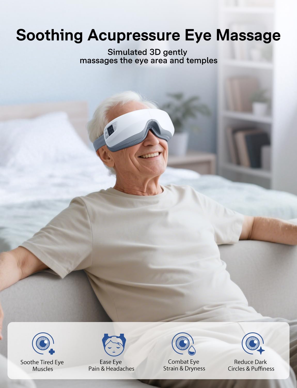 Eye Massager with Heat and Cooling, Valentines Day Gifts for Women Men, Heated Eye Mask Reduces Migraines, Dry Eyes, Headache Relief Eye Care Devices, Birthday Gifts for Her Him