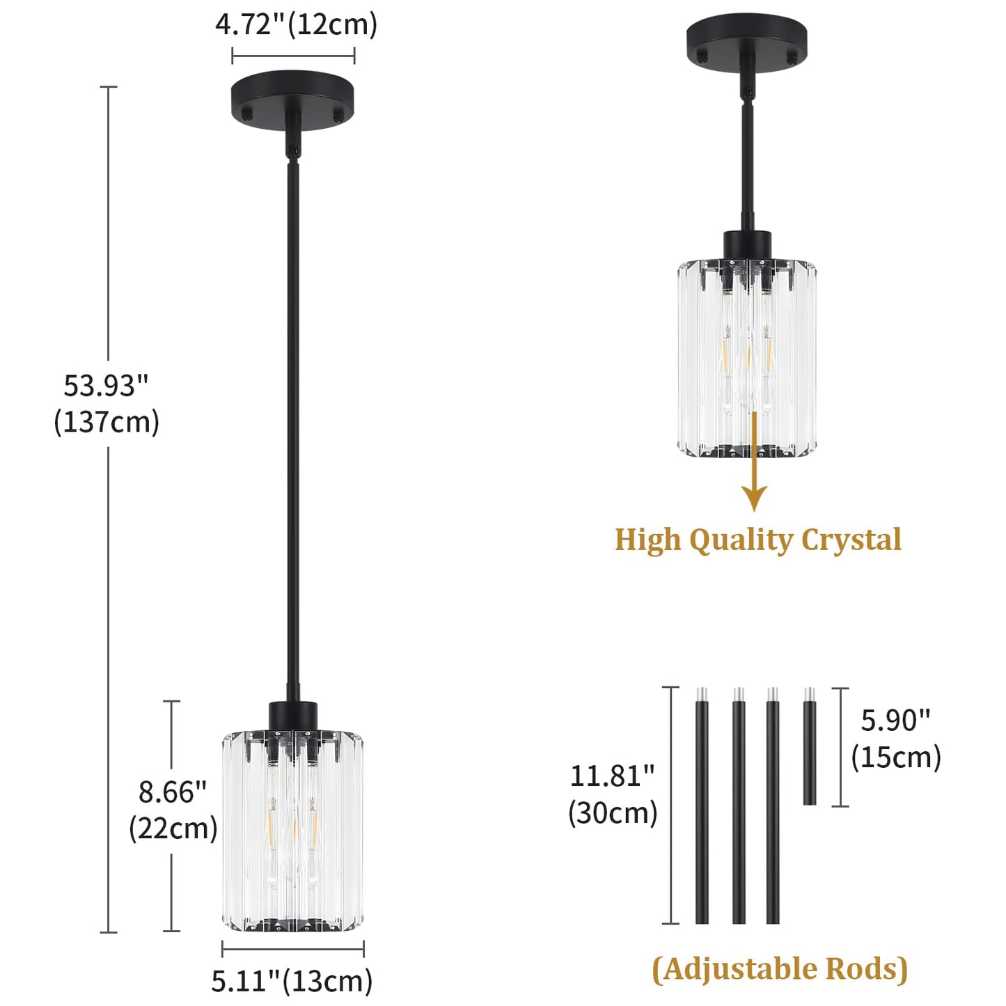 Zsmihdoh 3 Pack Black Pendant Light  Modern Crystal Pendant Lights Kitchen Island Lighting  Hanging Light Fixtures Mini Chandelier Pendant Lights For Island Dining Room Hallway Bedroom