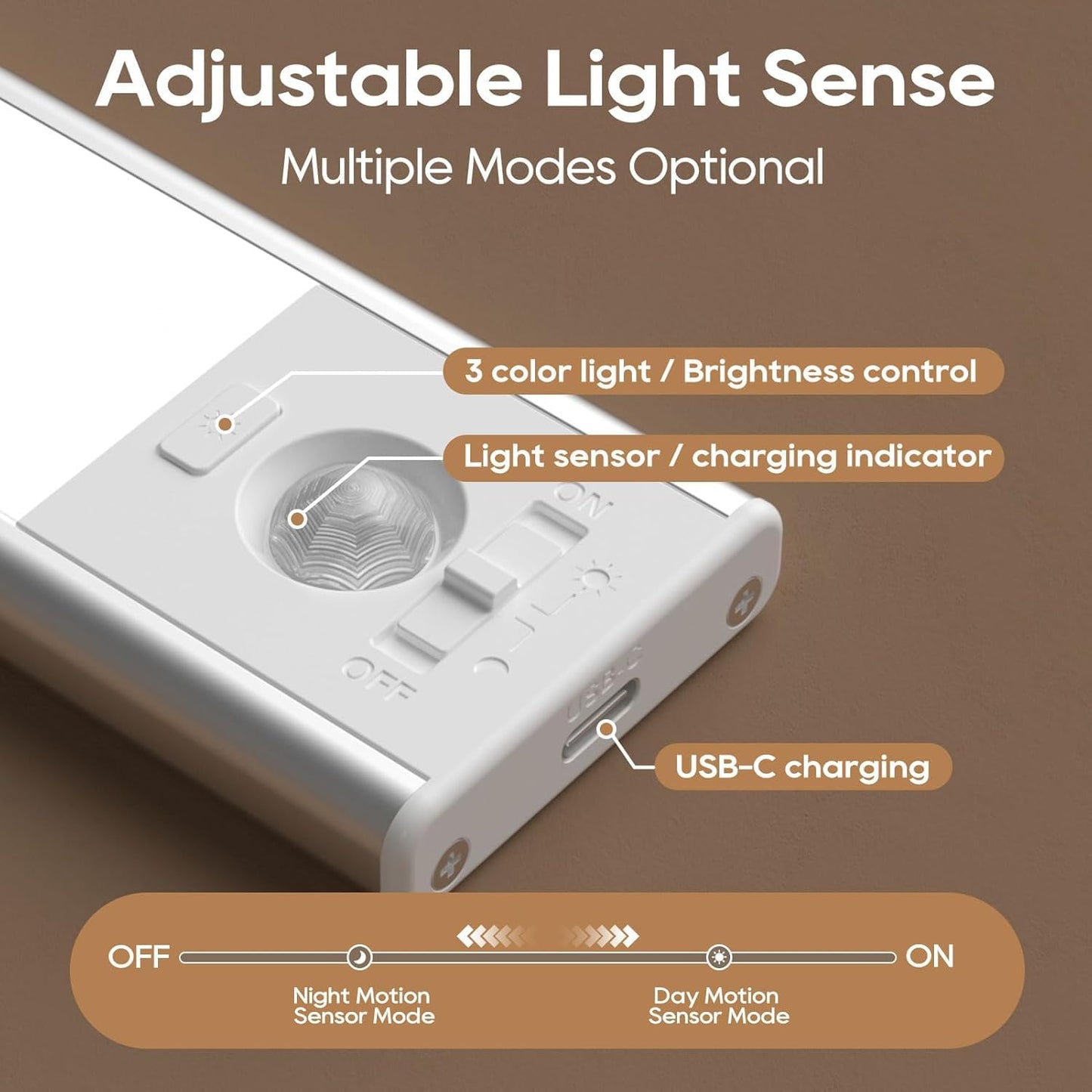 DiDiSky Under Cabinet Lighting, LED Rechargeable, Motion Sensor, 8 inch, 3 Color Light, Model GLS-C001