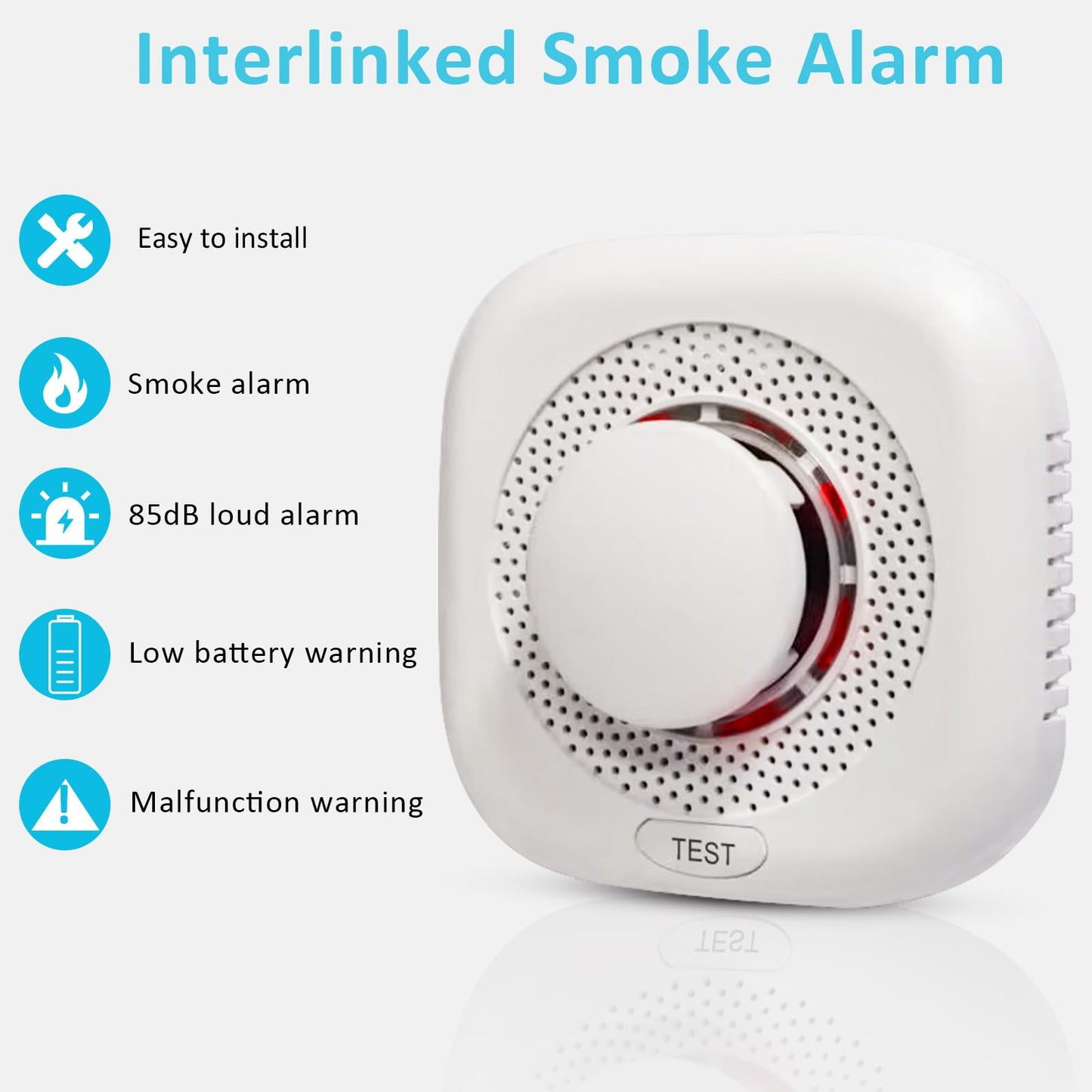Smoke Alarm 2 Pack,Smoke Detector for Home with Test Button & Silence Button,Fire Alarm with LED Indicator,Ionization Smoke Alarm Battery Operated