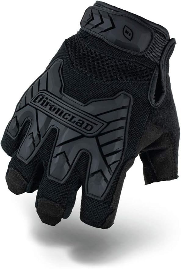 Ironclad IEXT-FIBLK-03-M Tactical Fingerless Impact Glove Black, Medium