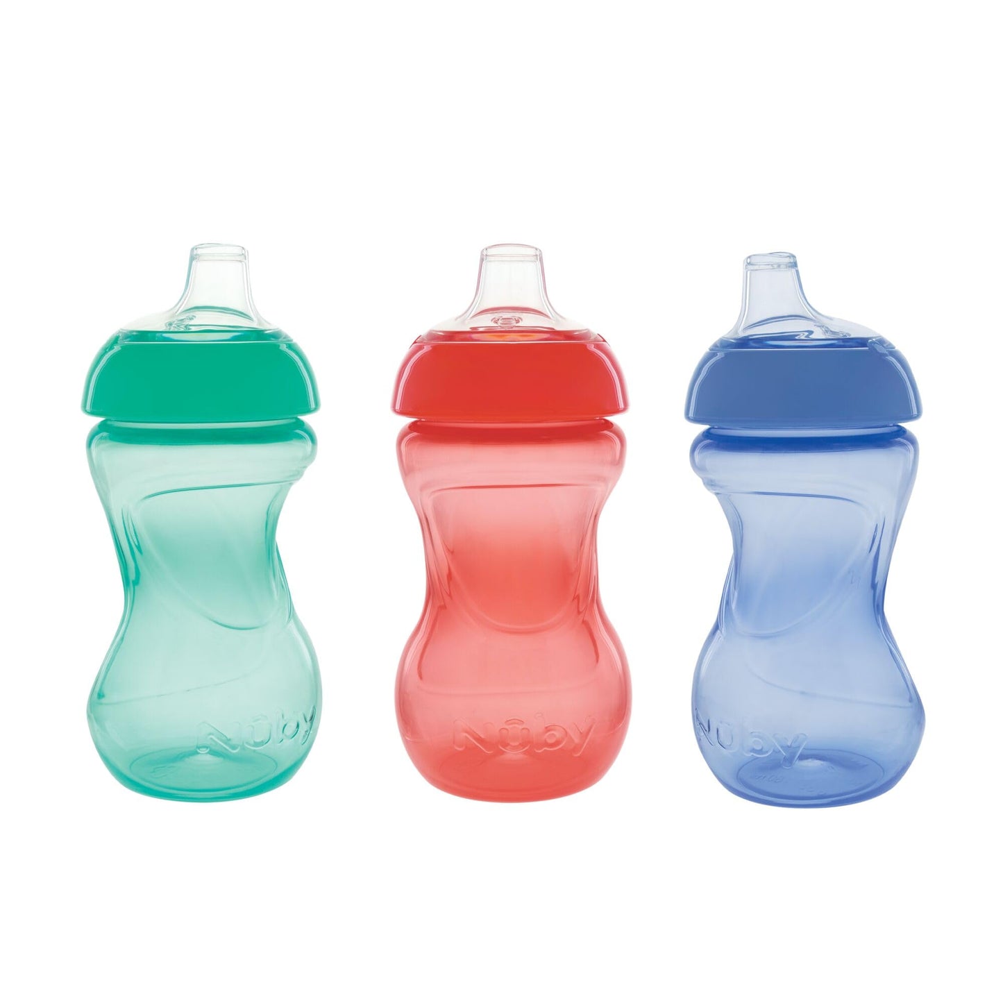 Nuby Mini Gripper No-Spill Baby Sippy Cups with Soft Spout - (3 Pack) 6 oz - 6+ Months - Red/Blue/Green