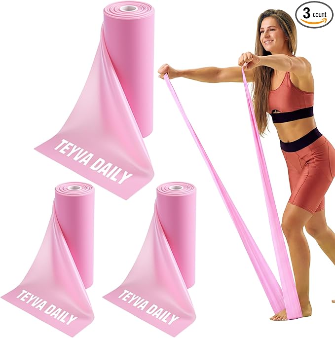 Teyva Daily 3 Pack 8 Yards Resistance Band No Latex Elastic Exercise Bands Roll Physical Therapy Band for Women Men Streng...