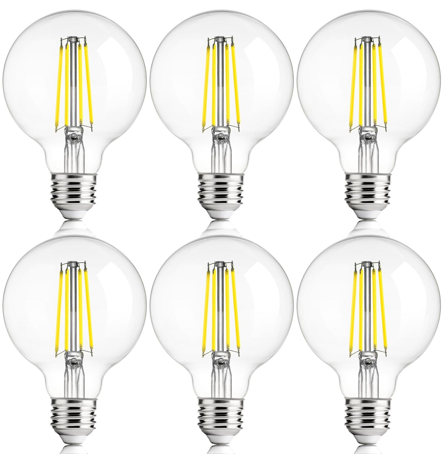 Flsnt 6 Pack G25 Led Globe Edison Bulbs For Bathroom Vanity & Mirror Lighting  5000K Daylight  Cri90+ Dimmable  40W Equivalent  400Lm  E26 Base  Clear Glass Decorative Bulbs