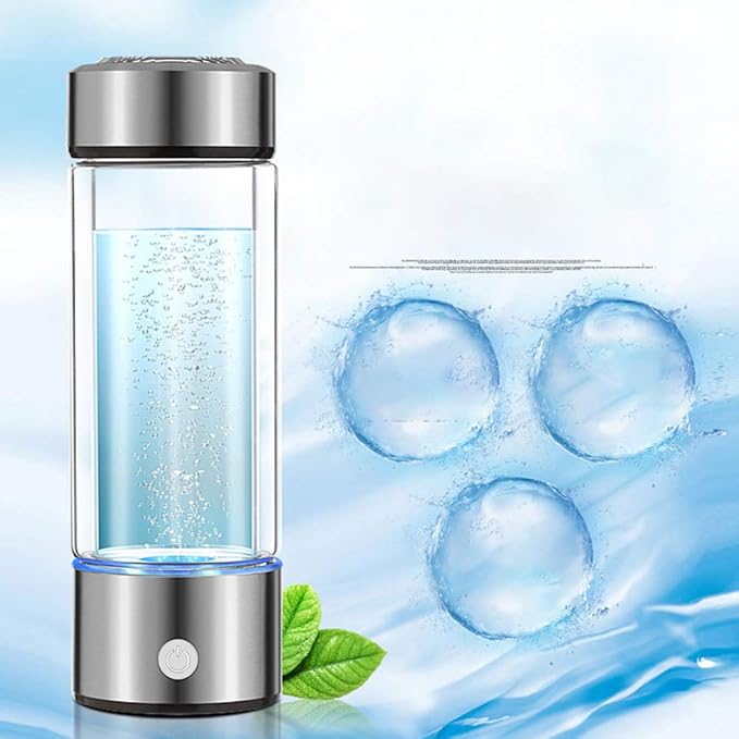 EKDJKK Portable Hydrogen Water Generator Bottle with PEM and SPE Technology, Up to 1300 PPB, Hydrogen Water Bottle, Hydrogen Water Ionizer Machine Ionizer Health Cup for Home Travel (Black)