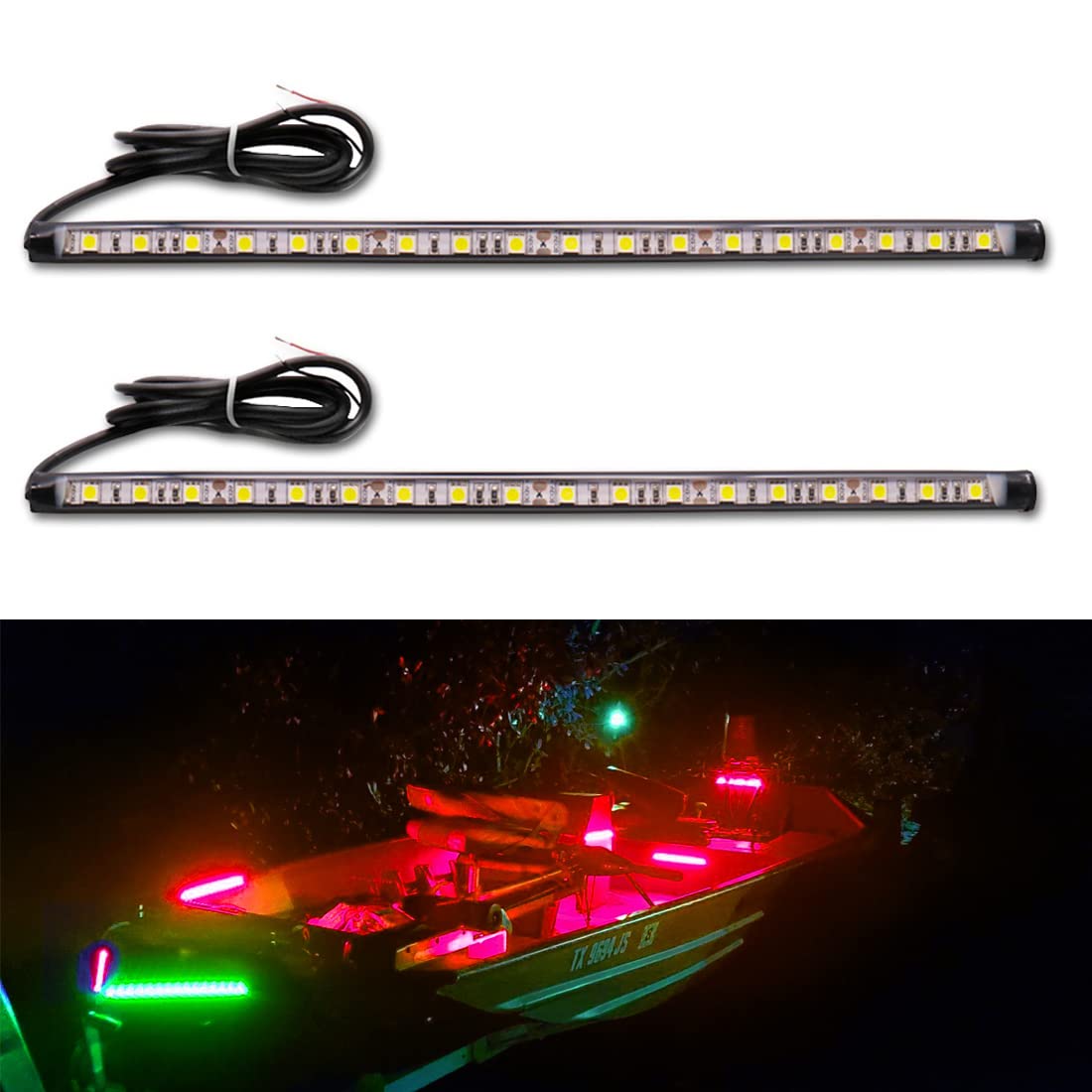 Botepon LED Navigation Lights for Boats, IP67 Waterproof Red and Green Bow Lights, Perfect for Pontoon, Dinghy, Kayak, Yacht