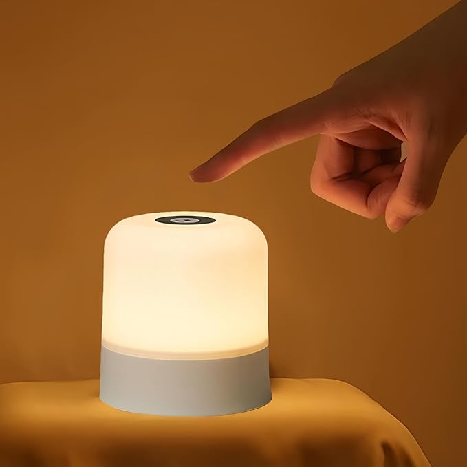 Portable Baby Night Light, 3-Color Dimmable, 2400mAh Rechargeable Touch Nightlight, Small LED Nursery Lamp, for Kids, Adults