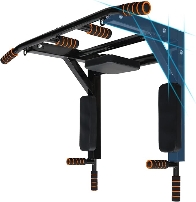 BDL Wall Mounted Pull Up Bar Chin Up bar Multifunctional Dip Station for Indoor Home Gym Workout, Power Tower Set Training...