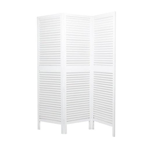 Deco 79 Mango Wood Partition Room Divider Screen Hinged Foldable Partition 3 Panel Privacy Screen with Carved Design, Room Partition 60" x 1" x 70", White