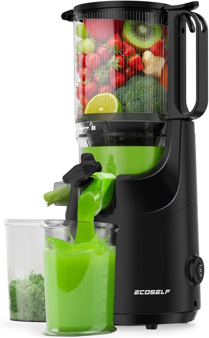 Cold Press Juicer - 5.5" Mega Mouth Feed Chute with Self Feeding Hands-Free Design - Juicer Machines for Vegetables and Fruits - Juice Extractor Machine High Juice Yield - Easy to Clean