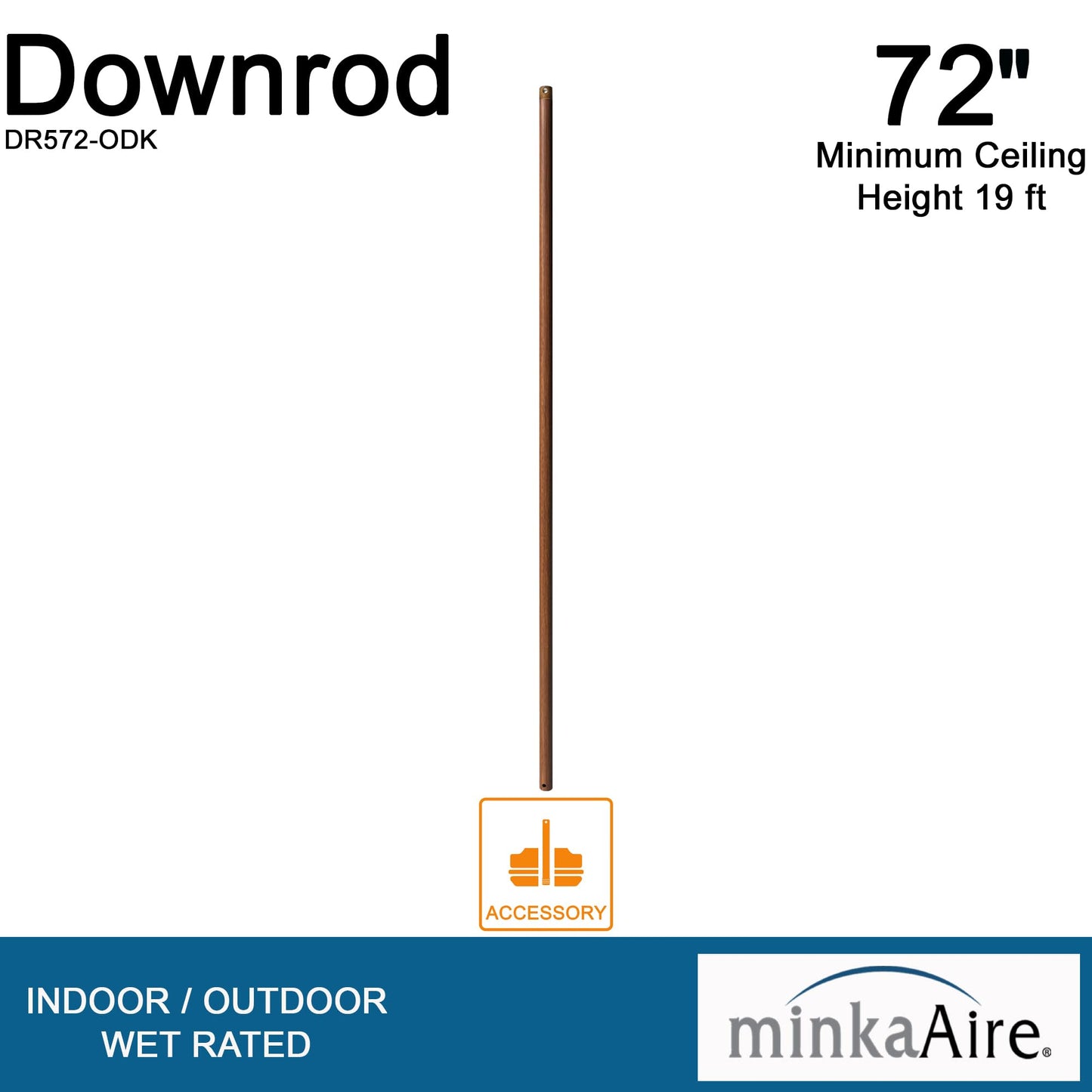 Minka-Aire 72 Inch Ceiling Fan Downrod - Distressed Koa - Dr572-Odk