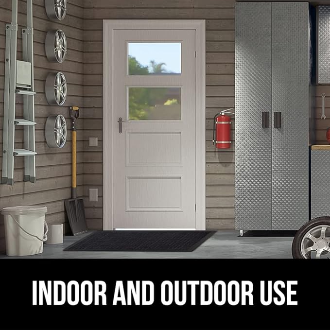 GORILLA GRIP 100% Waterproof All-Season WeatherMax Doormat, 72x24 Runner, Durable Natural Rubber, Stain and Fade Resistant, Low Profile, Indoor Outdoor Door Mats, Easy Clean Entrance Mat, Black Maze