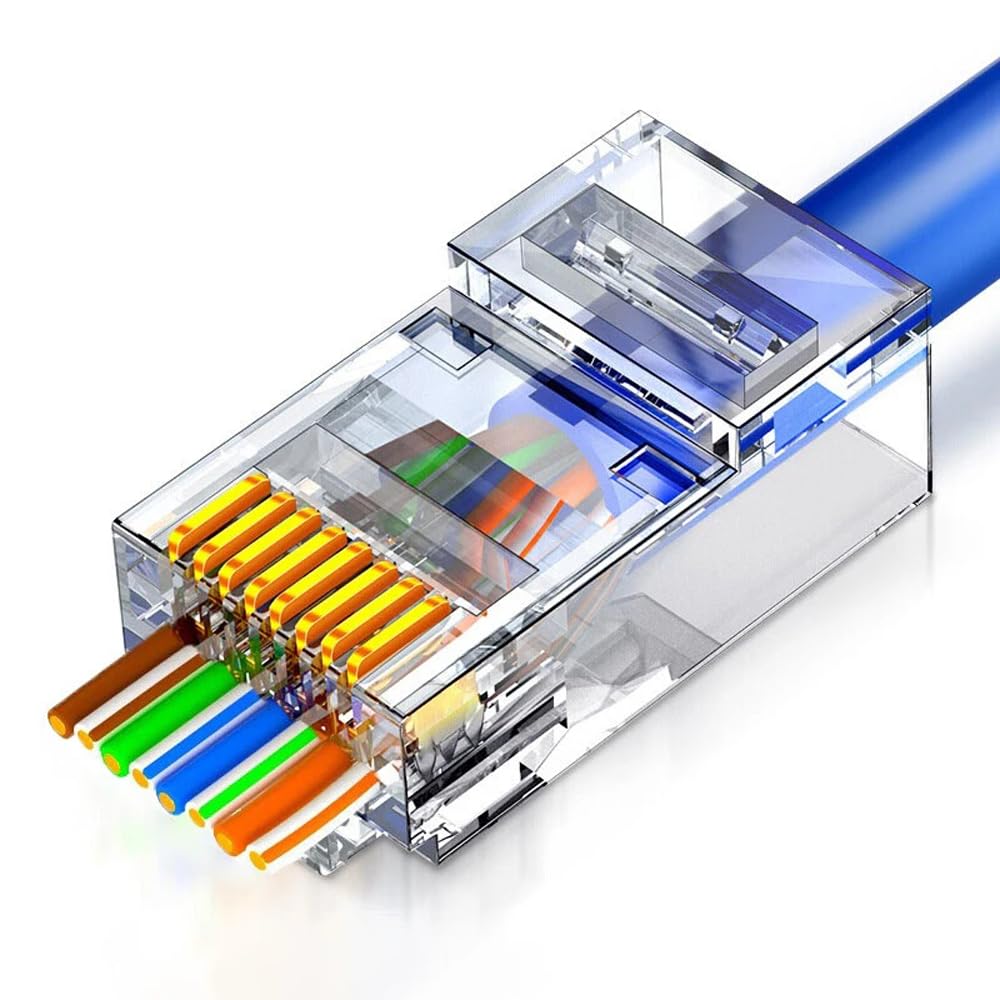 Zoerax 50-Pack Rj45 Cat6 Pass Through Connector Rj45 Modular Plugs For Solid Or Stranded Utp Cable
