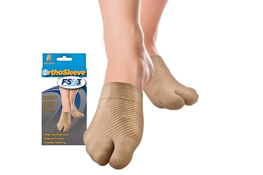 OrthoSleeve FS3 Forefoot Compression Sleeves Bunion Comforter and Split Toe Alignment Sleeve with Padded Toe Zone to Reduc...