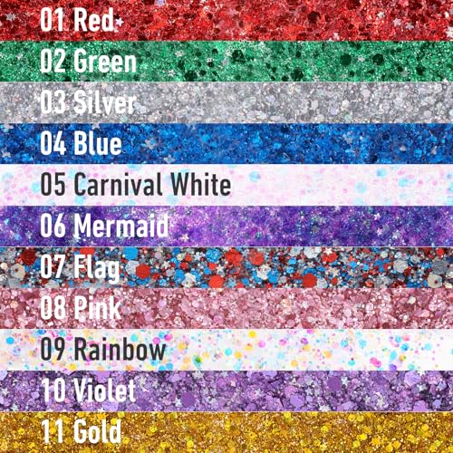 LYNEMOGA Body Glitter Stick, Mermaid Face Body Glitter Stick for Women Girls, Chunky Sequins Hair Glitter Gel Makeup for L...