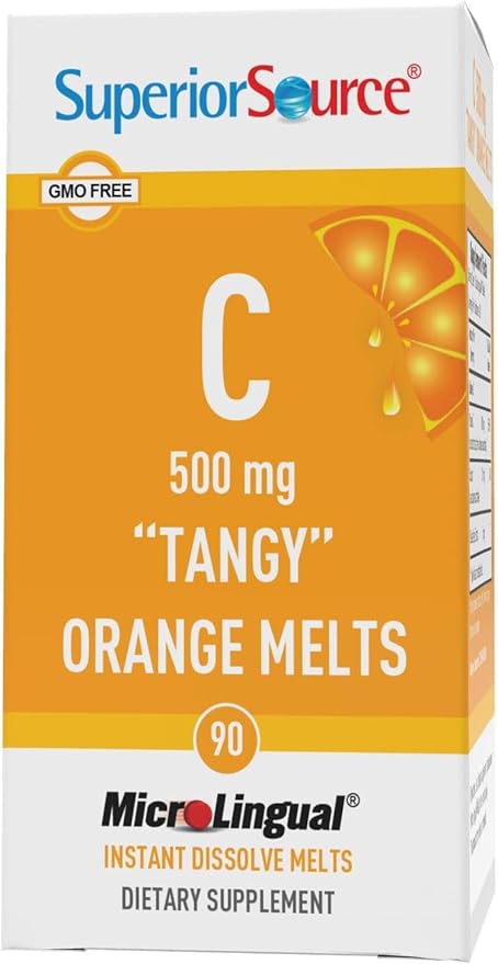 Superior Source Vitamin C 500 mg ?Tangy? Orange Melts - Daily Vitamin Supplement Supports Immune Health - Vitamin C Formula Aids Cell Health - 90 Sublingual Dissolving Tablets