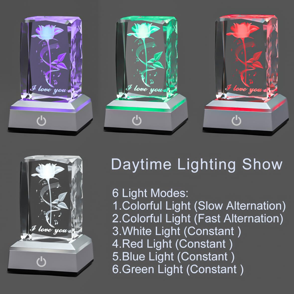 hochance 3D Musicrose Crystal Night Lamp with Adjustable LED Multicolor Lights for Girlfriend, Wife - Valentine's Day, Anniversary,Birthday Presents, Christmas Gifts for Her