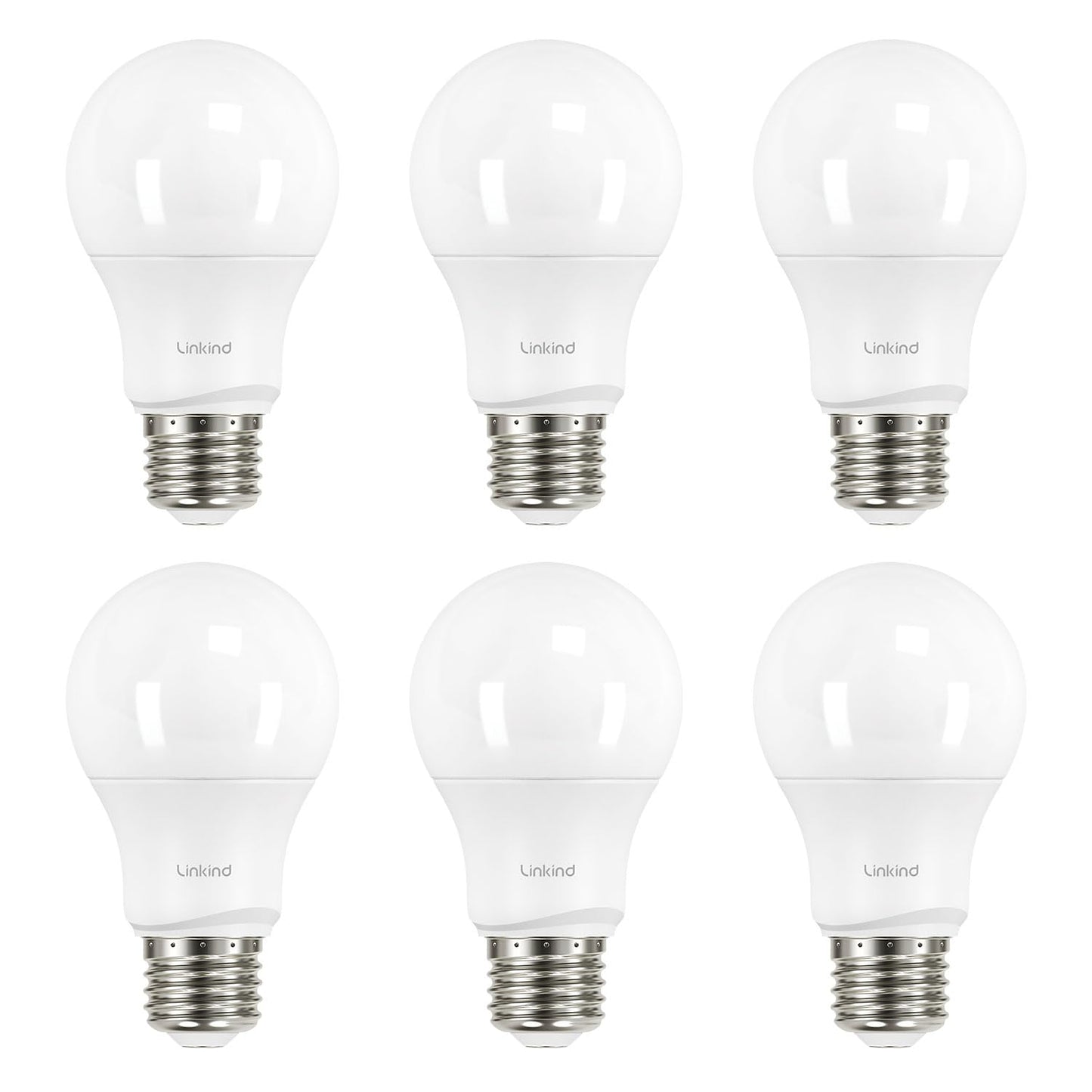 Linkind A19 Dimmable LED Light Bulbs 40W Equivalent 2700K Soft White Pack of 6 E26 Base 460 Lumens UL Listed