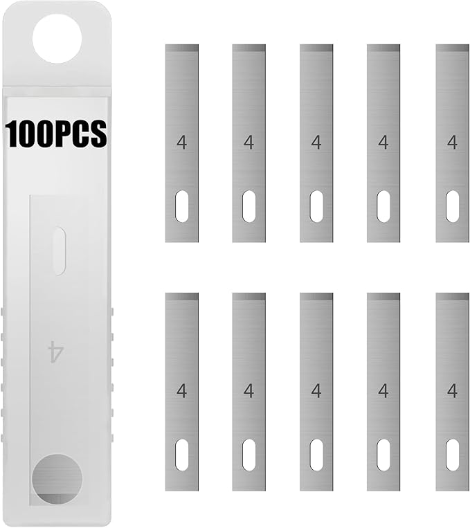 Headley Tools #4 Exacto knife blades, (Pack of 100) Craft Knife Blades with Storage Case for Craft, Hobby, Art, Scrapbooking, Stencil, Paper Cutting