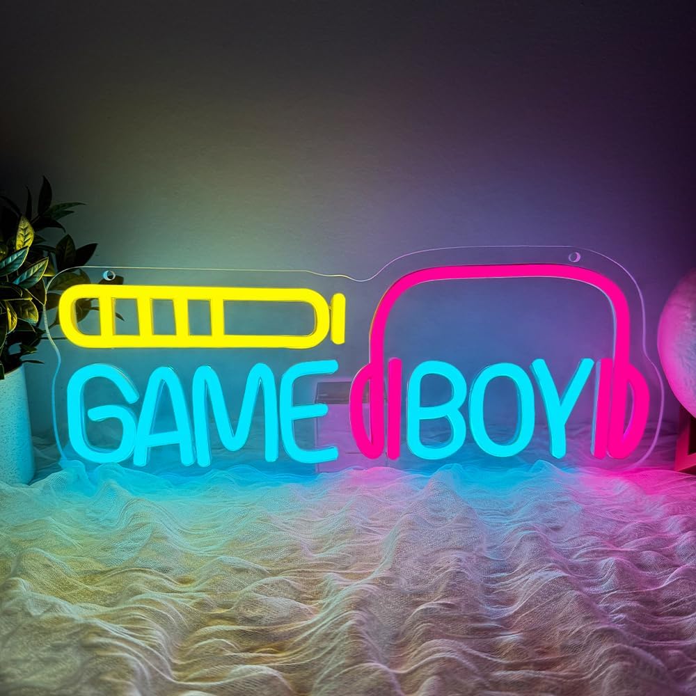 Game Boy Neon Sign,Game Room Dimmable LED Light Signs for Wall Art Decor,Gamer Backdrop for Bedroom Club Party Man Cave,Gaming Gift for Boys Teen Men USB Powered（15.4"*5.9"）