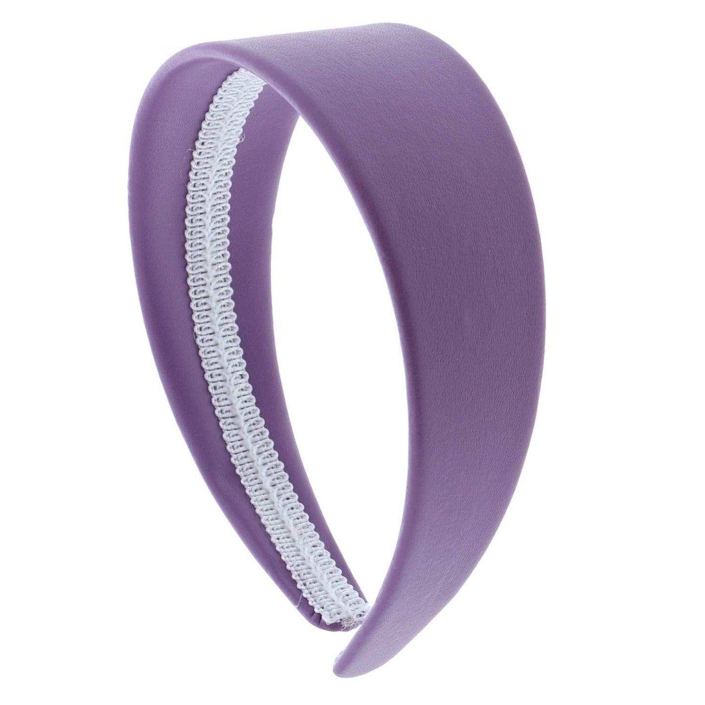 2 Inch Wide Leather Like Headband Solid Hair band for Women and Girls - Light Purple