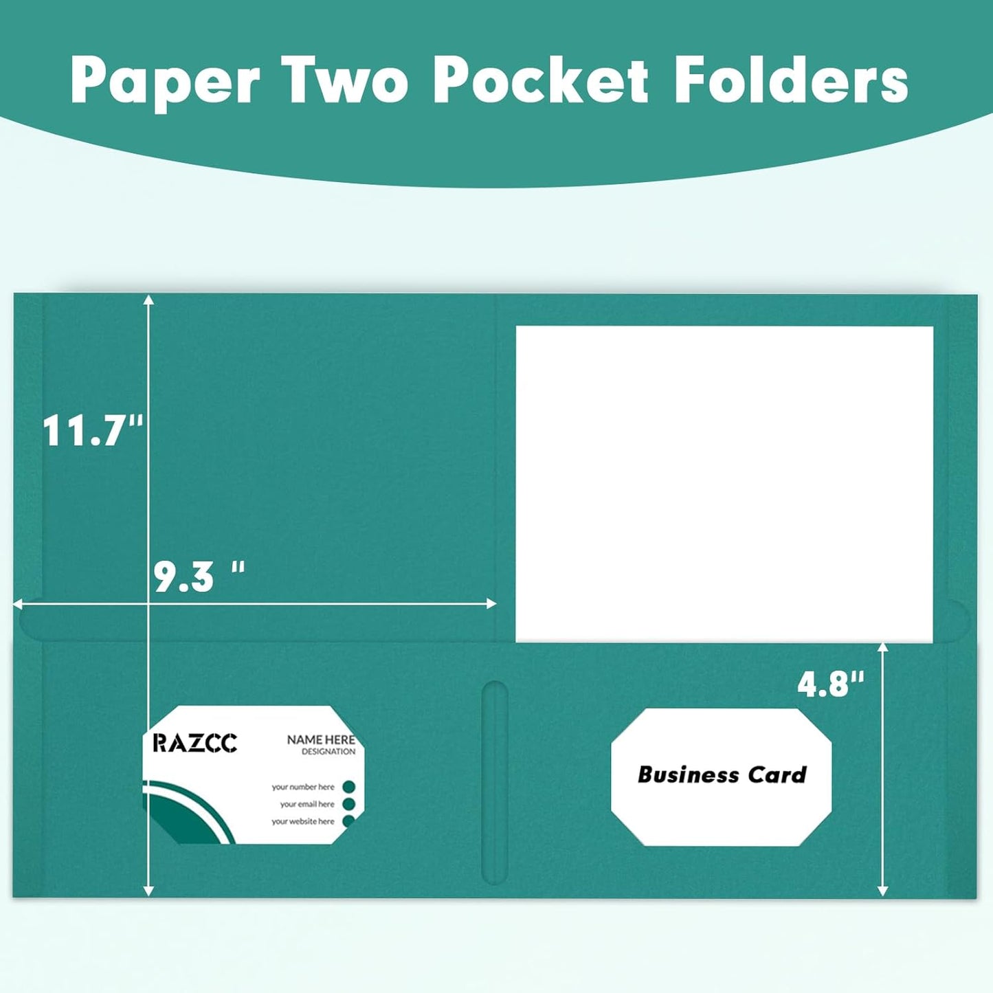 50 Pack 2 Pocket Folders - Letter Size, Turquoise