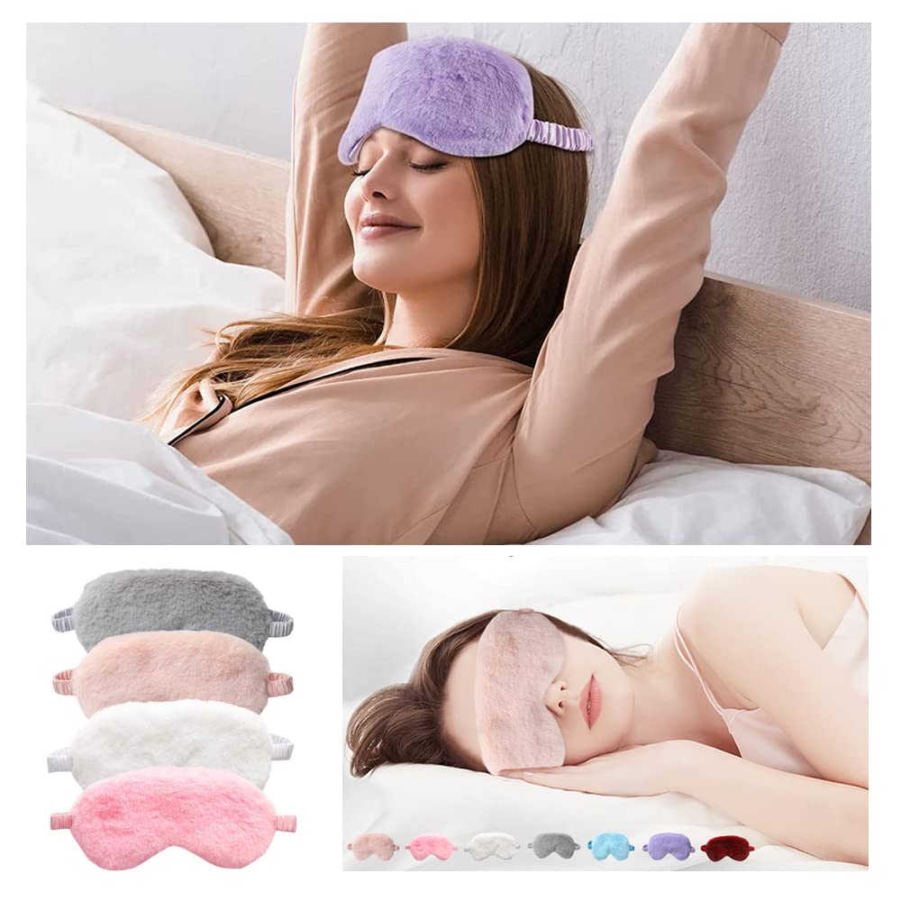 4 Pcs Plush Sleep Masks, Ultra Cute Soft Eye Cover, Blindfold Travel Masks for Kids Men Women(Random Color)