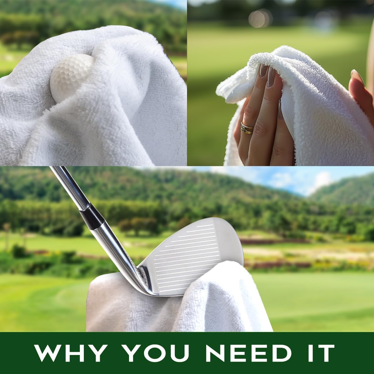 Polyester Cotton Blend Printed Golf Towel, Funny Flamingo Golf Accessory for Men Women, Golf Gift for Fan, Lover Birthday Gift