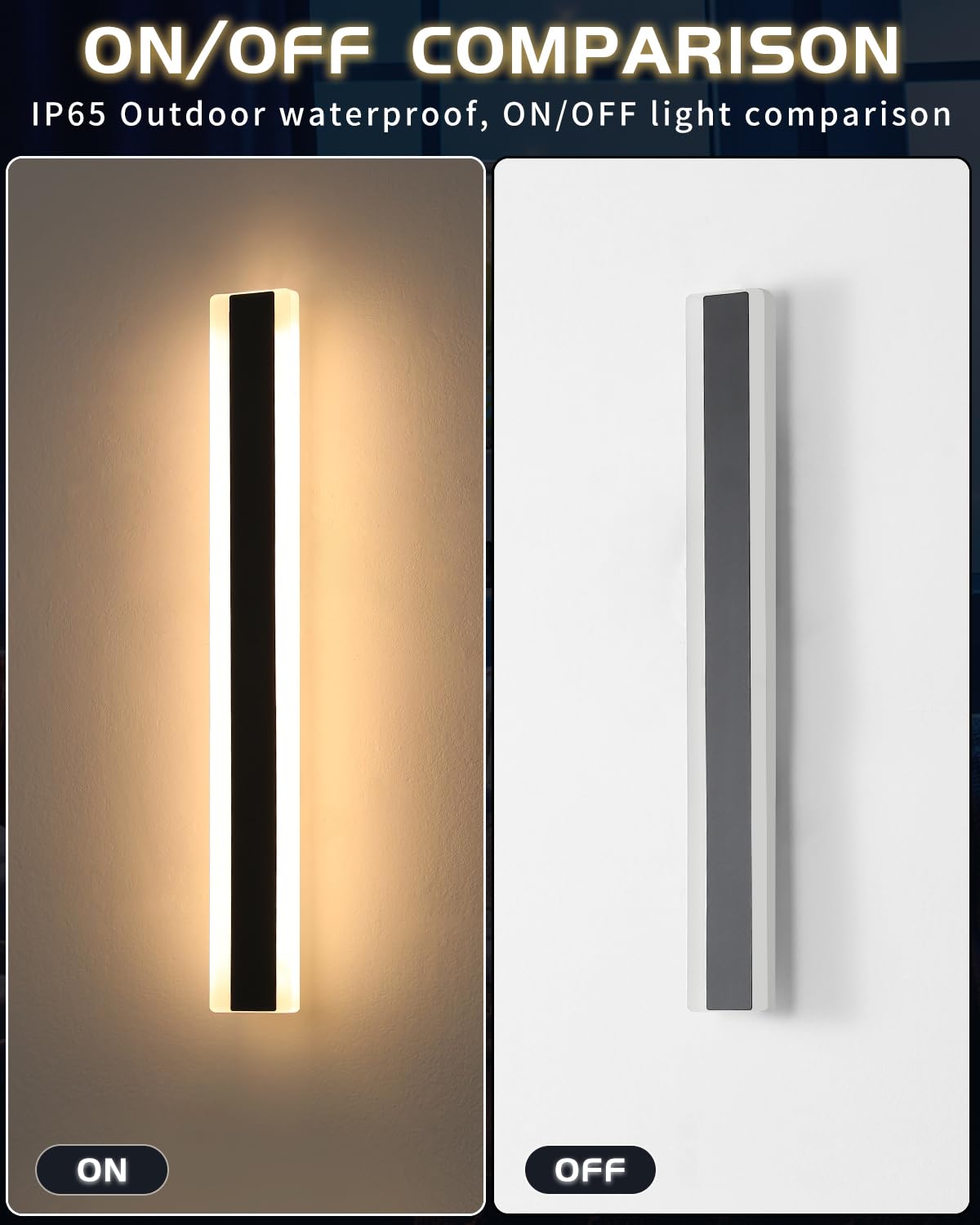 Mikeru 2Pack 47.2Inch Outdoor Wall Light Fixtures  3000K Modern Outdoor Lights Exterior For House Ip65 Waterproof Rust Long Led Wall Light Fixtures Hardwire Wall Mount Exterior Lighting For Garage