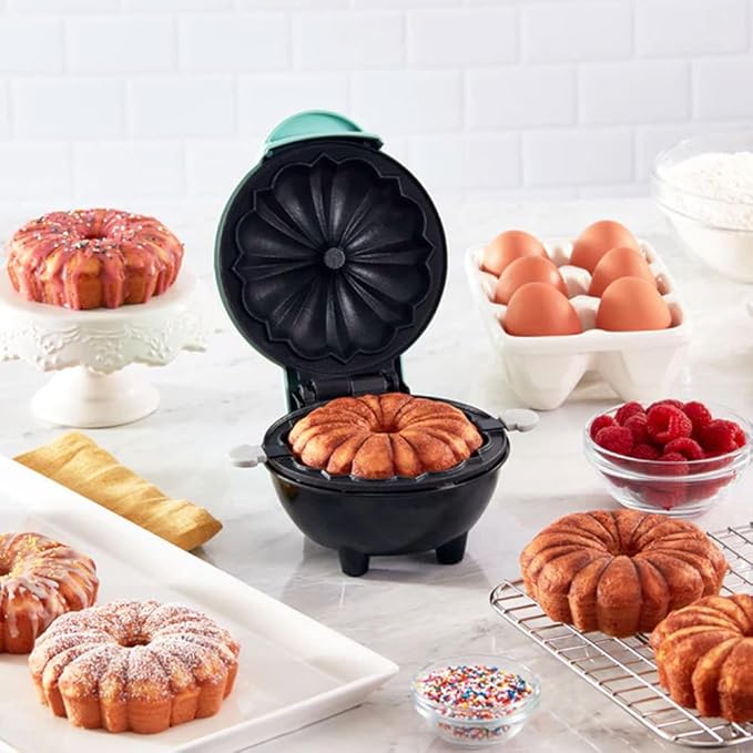Mini Cake Maker Electric Cake Maker, Double Side Quick Heating for Breakfast, Parties, Non-stick Surface Easy to Clean, Azure Blue