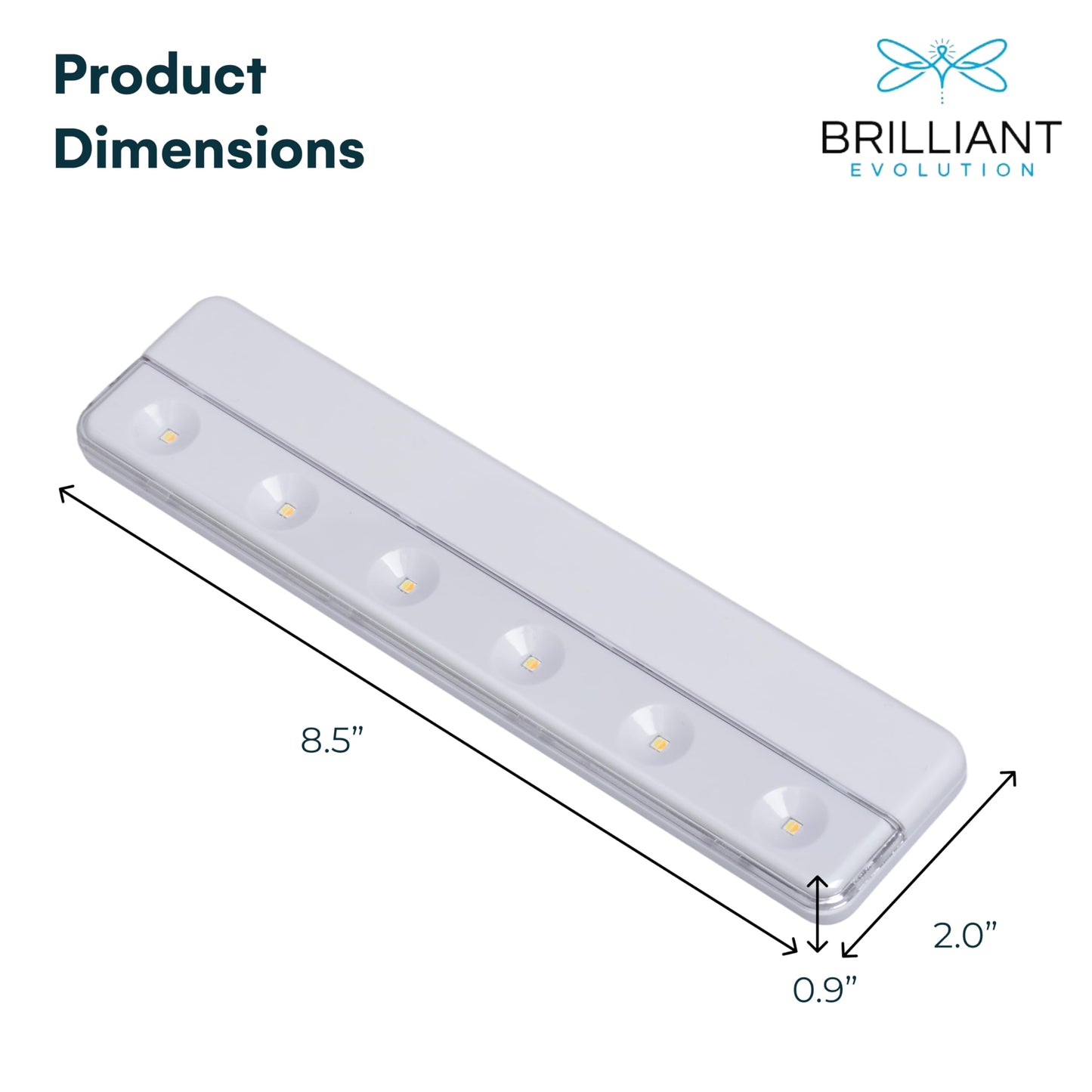 Brilliant Evolution Wireless Led Light Bar - 65 Lumens, 8.5X2X1-Inch, Battery Operated, Warm White, Plastic, Model Brrc116