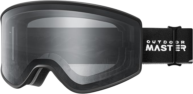 OutdoorMaster Pulse Ski Goggles, Frameless OTG Cylindrical Snow Goggles with Lock & Fit Lens Change System for Adults