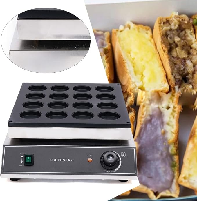 16 Holes Red Bean Cake Maker, Waffle Baker Machine Nonstick End Alarm Commercial 1700W Electric Red Bean Cake Maker Wheel Cake Baking Machine Nonstick 16 Holes
