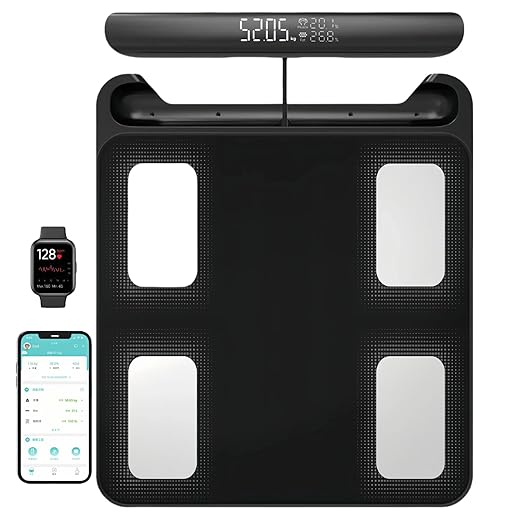 Body Fat Scale with Handles, 8-Electrode Smart Body Composition Scale for Home Use, Segmental Body Analysis, Sync with App...