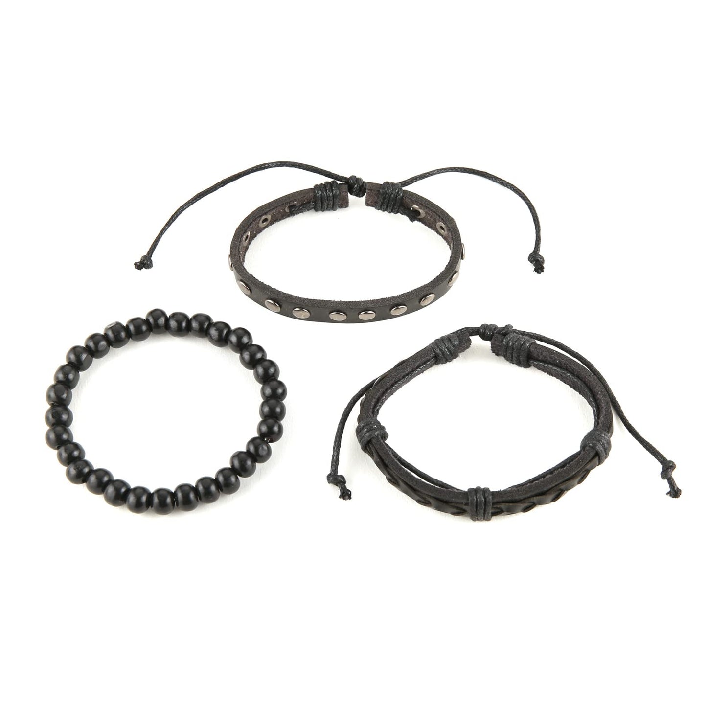 HZMAN Wrap Bracelets Men Women, Hemp Cords Wood Beads Ethnic Tribal Bracelets, Leather Wristbands (Wooden bead style 6)