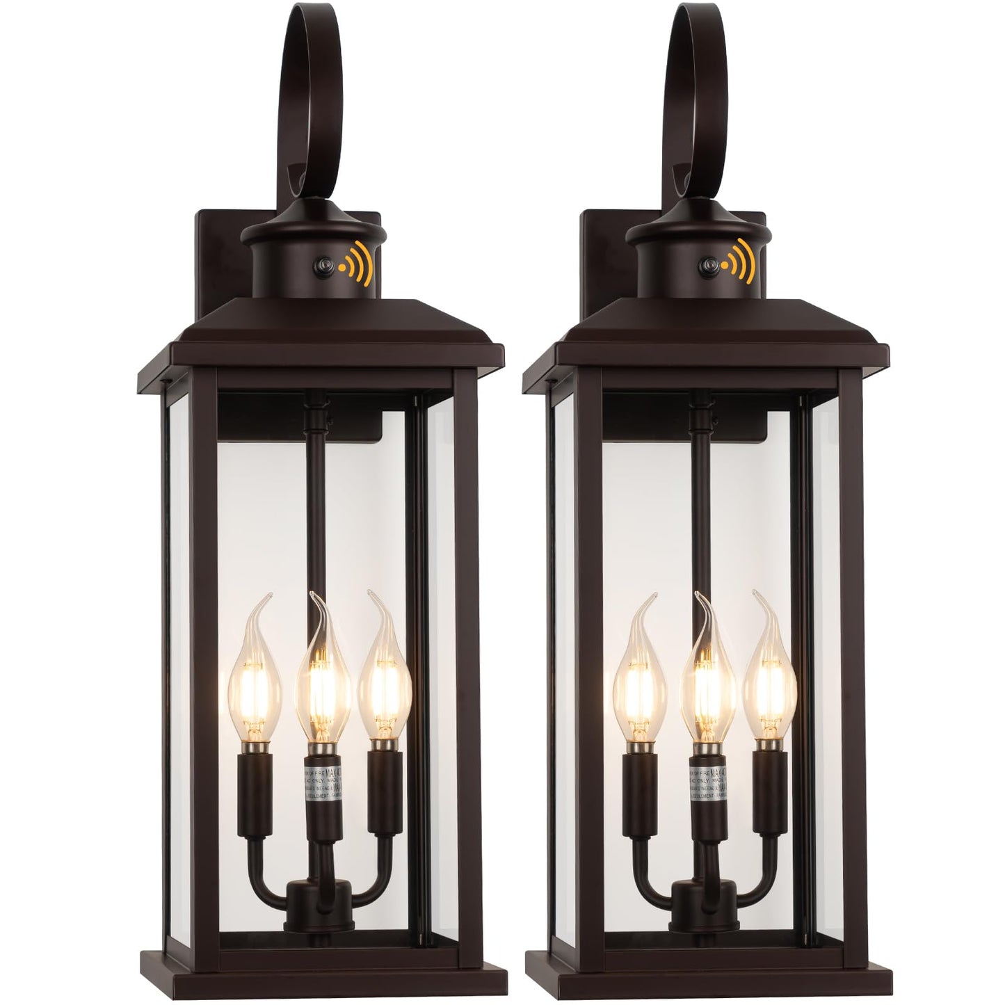Siafavoi 2Pack Dusk To Dawn Outdoor Wall Light Fixture  24In Bronze Large 3-Light Modern Porch Lantern  Waterproof Exterior Lighting Sconce Wall Mount  Outside Lamp For House Garage Patio E12 Base