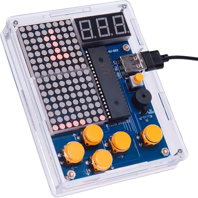 DIY Electronic Game Console Soldering Practice Kit, 4-in-1 Retro Games, LED Matrix Display, Educational Soldering Practice Project