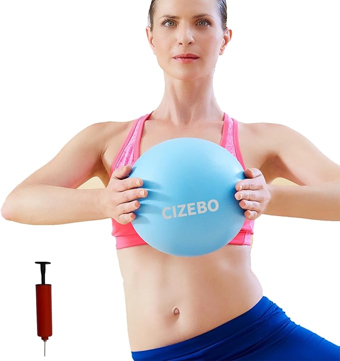 CIZEBO Pilates Ball 8 inch, Small Exercise Ball for Between Knees with Needle Pump for Core Workout & Physical Therapy Yog...