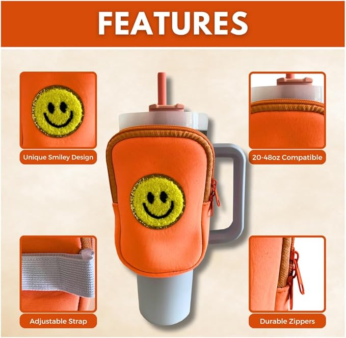 Water Bottle Pouch For Tumblers, Gym Accessories, Unisex | Compatible w/ 20-48oz Tumblers Including Stanley Quencher | Holds Phone, Wallet, Keys, Cards, & More (Soft Turqouise/Heart)