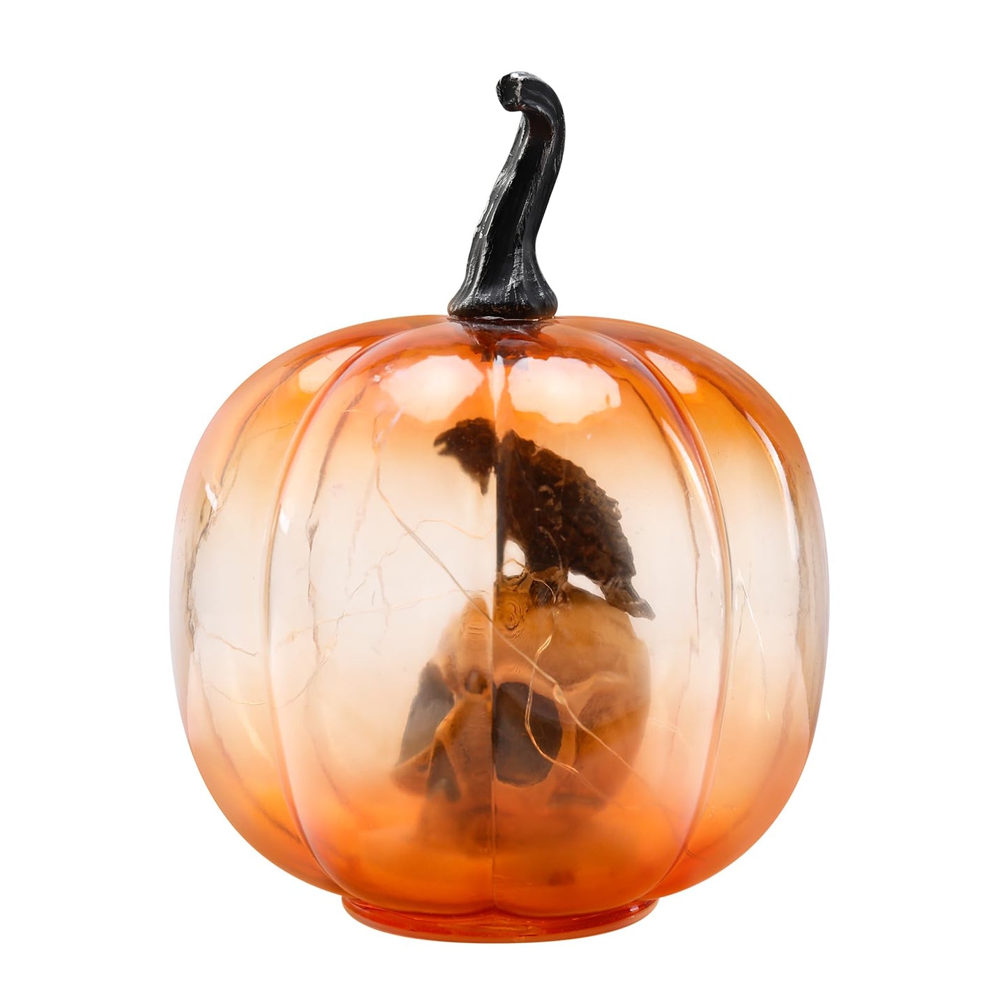 Afirst Halloween Decorations Indoor Lighted Halloween Fall Pumpkins Illuminated Glass Pumpkin With Skull Crow For Thanksgiving Fireplace Tabletop Party Home Bedroom Decor Gift