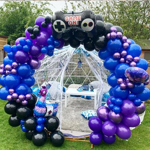 Black Purple Blue Balloon, 60 Pcs 12 Inches Metallic Blue Purple Teal Balloons Confetti Balloons for Kids Video Game Party...
