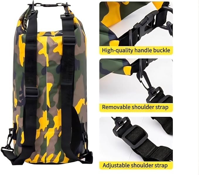 Waterproof Dry Bag Combo 5-30L Roll Top Dry Storage Bag Backpack for Kayaking Boating Beach Camping Travel Fishing, w/Phone Case & Collapsible Water Bottle & Sunglasses & Ear Band,Orange 10L